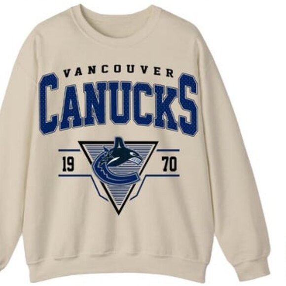 Vancouver Canucks 1970 Collection Crewneck Sweatshirt Retro Heavy Blend Pullover - Picture 1 of 2